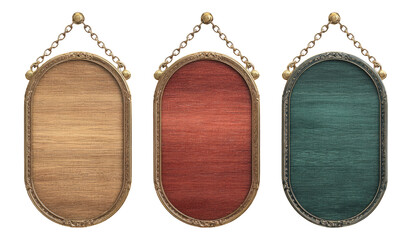 Isolated Vintage Frames with Chains on Transparent Background
