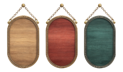 Isolated Vintage Frames with Chains on Transparent Background