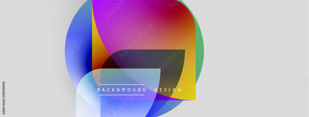 Poster abstract colorful overlapping circles create dynamic background. gradient hues blend, forming modern