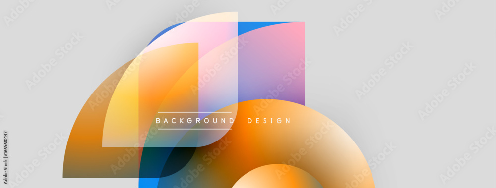 Poster abstract shapes overlap, creating vibrant color gradients. minimalist design with text background de