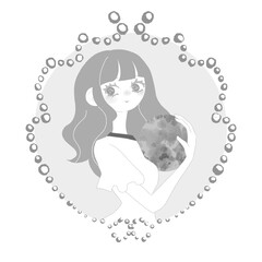 九星気学　六白金星イメージ女性　モノクロ