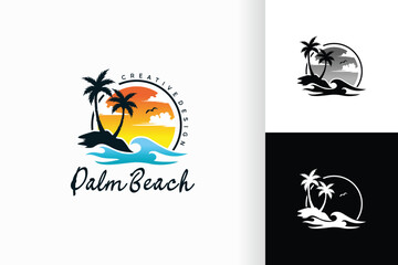 Palm Beach Sunset Wave Logo Design