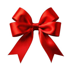 Fototapeta premium Red ribbon bow, isolated white and transparent background