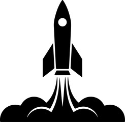Rocket Launch Silhouette Vector Art