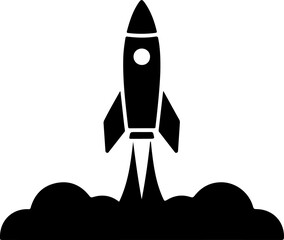 Rocket Launch Silhouette Vector Art