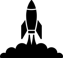 Rocket Launch Silhouette Vector Art