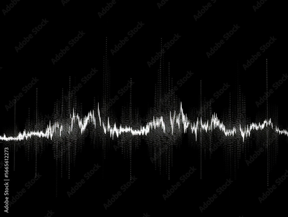 Fototapete a dynamic, digital representation of an audio waveform or equalizer, featuring a jagged series of wh
