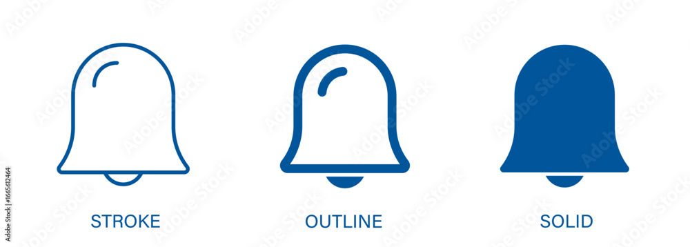 Poster bell icon with editable stroke, outline and solid styles. notification concept icon.