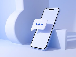 Modern smartphone displaying a chat message bubble with three dots