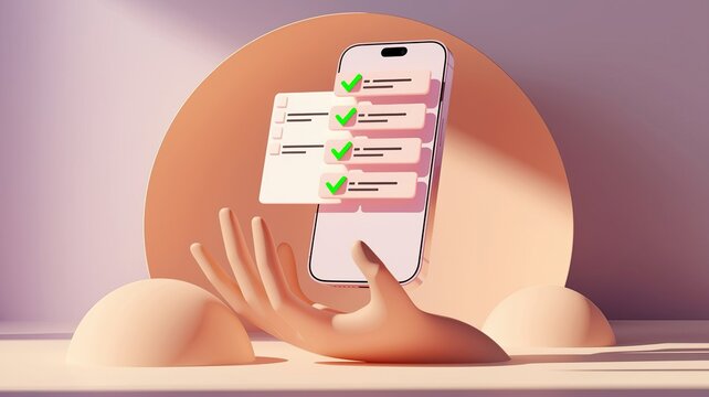 Abstract art installation with a smartphone displaying notifications