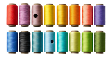 Colorful Spools of Thread on Transparent Background Isolated Set