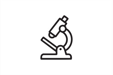 Microscope Line Icon – Science and Laboratory Research Symbol