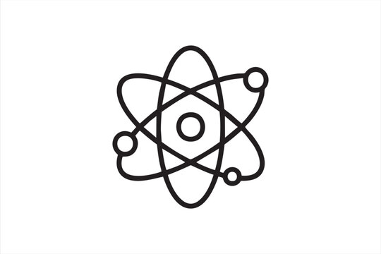 Vector Outline Icon of Atom – Research, Education and Nuclear Energy