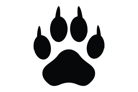 Wildcat paw print silhouette vector, animal paw print vector illustration