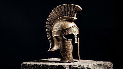 Detailed Bronze Spartan Helmet Ancient Greek Warrior Headgear