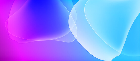 Abstract fluid shapes blend vibrant purple, blue hues. Soft gradients create dynamic, flowing composition. Lightness dominates visual space.
