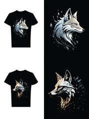 Obraz premium Stylish wolf head illustration with water droplet effect, detailed and modern design ideal for T-shirt prints, fashion, and graphic art.