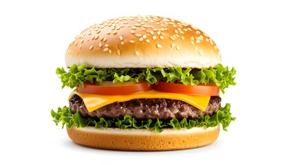 Cheeseburger, isolated, white background