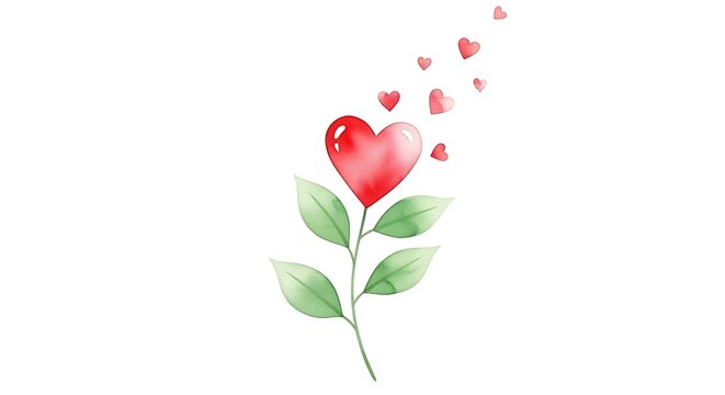 Naklejki Watercolor Heart Flower Illustration.