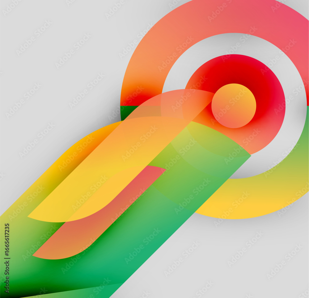 Aufkleber abstract colorful design. overlapping shapes create dynamic composition. gradients blend yellow, red