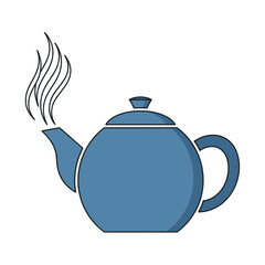 Blue Teapot with Steam, Simple Vector Illustration