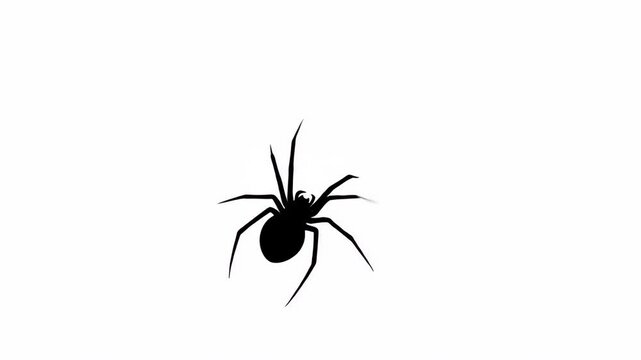 Dynamic black spider silhouette crawling across a stark white background, perfect for Halloween, fear, or horror themes