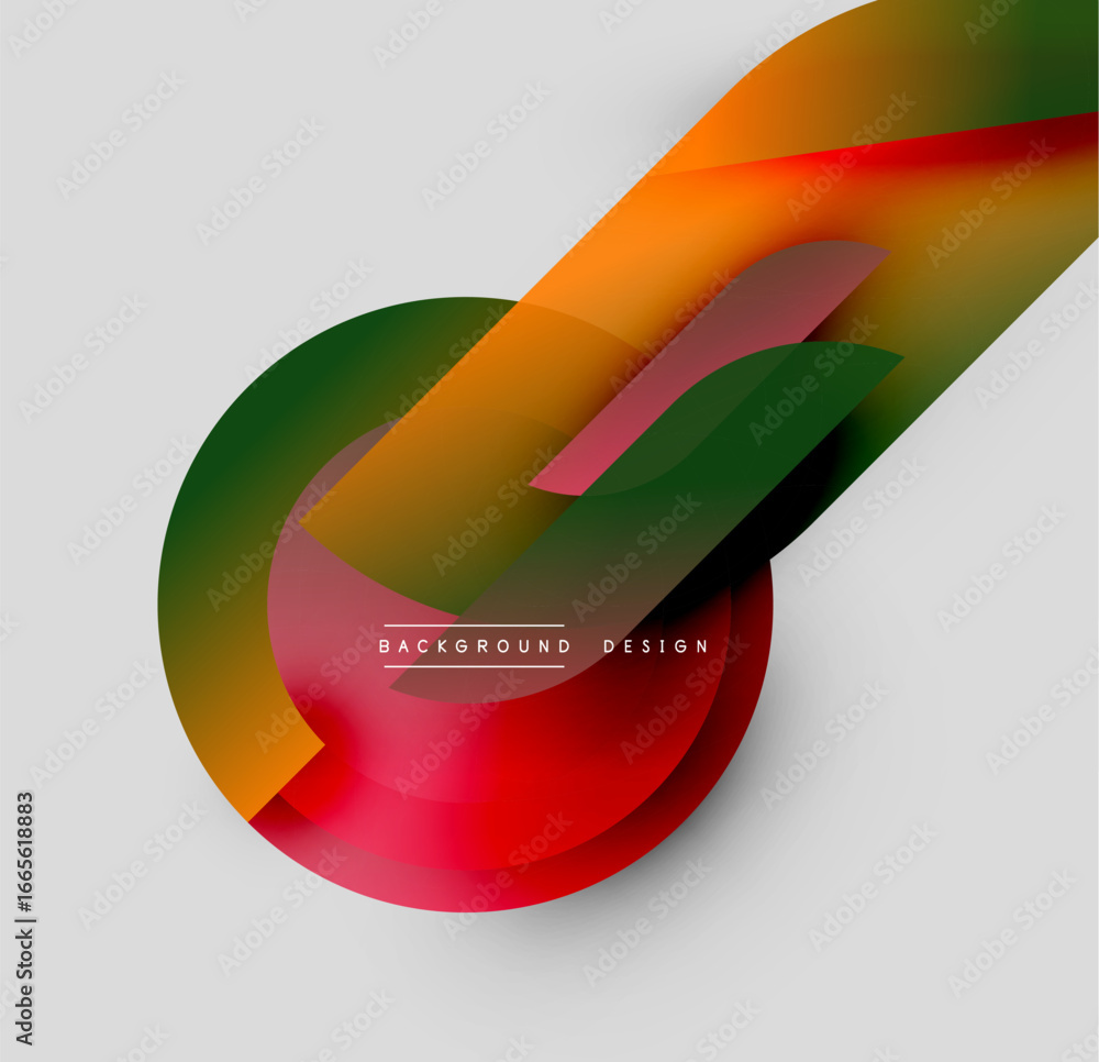 Poster abstract colorful layers create dynamic flow. gradient shades blend, forming modern visual element. 
