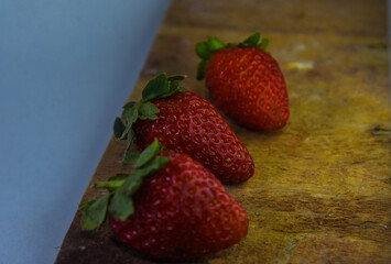 Juicy Strawberries with Green Stems