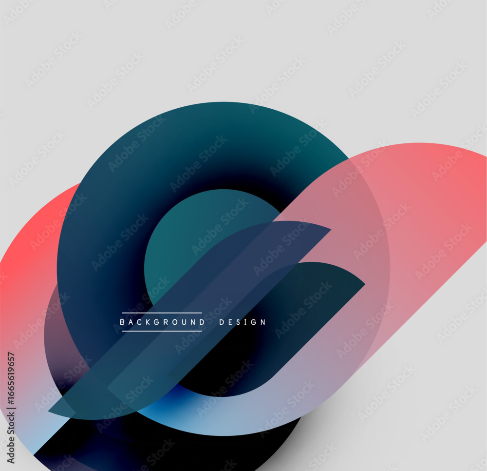 Poster abstract layers create dynamic composition. gradient colors blend, forming circular shapes. modern d