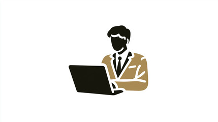 Business Person with Laptop Icon for Office, Work, Professional Design