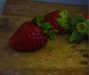 strawberries with green leaves