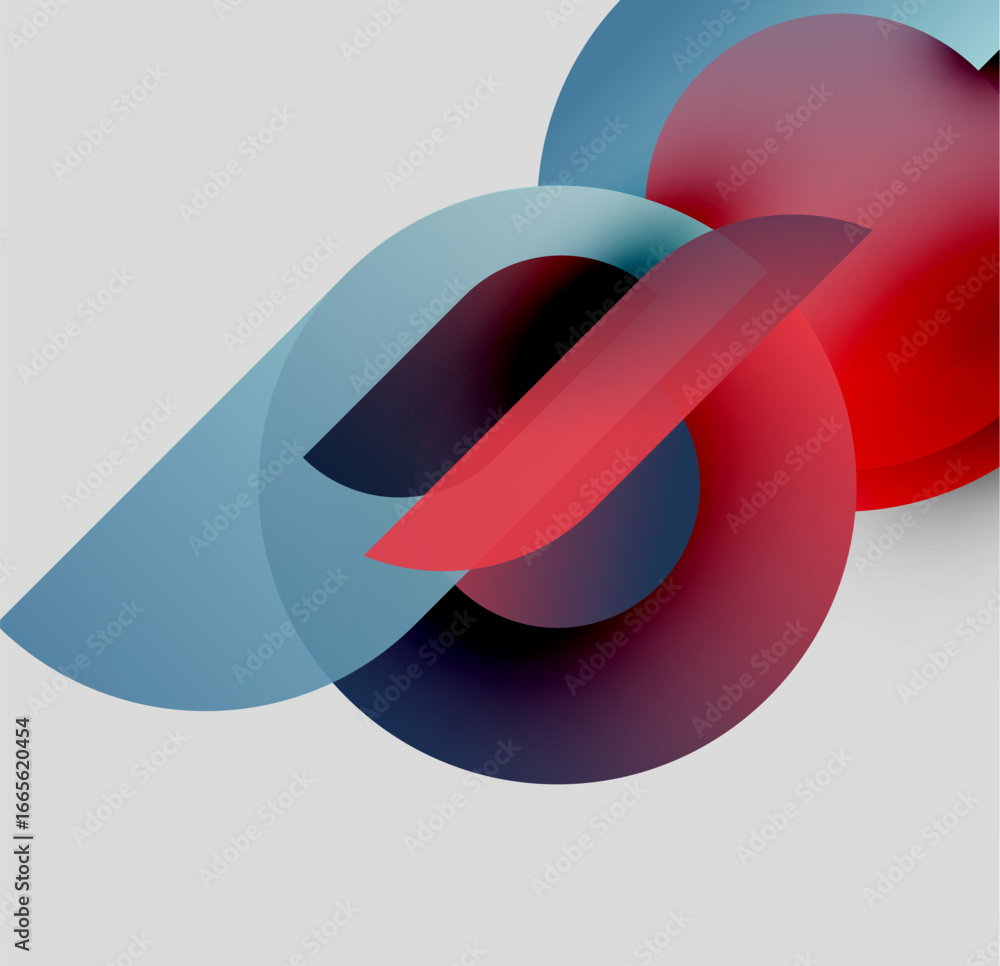 Aufkleber abstract composition featuring overlapping translucent circles. red, blue hues create dynamic visual