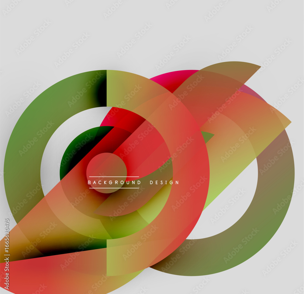 Poster abstract colorful circles overlap, creating dynamic visual effect. modern design elements present la