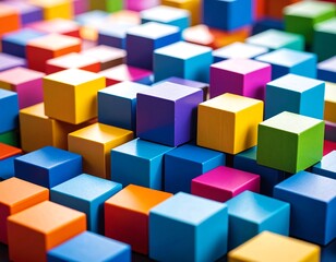 Obraz premium Colorful wooden blocks in a vibrant array