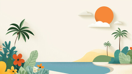 Summer Beach Illustration for Vacation, Nature, Tropical Design