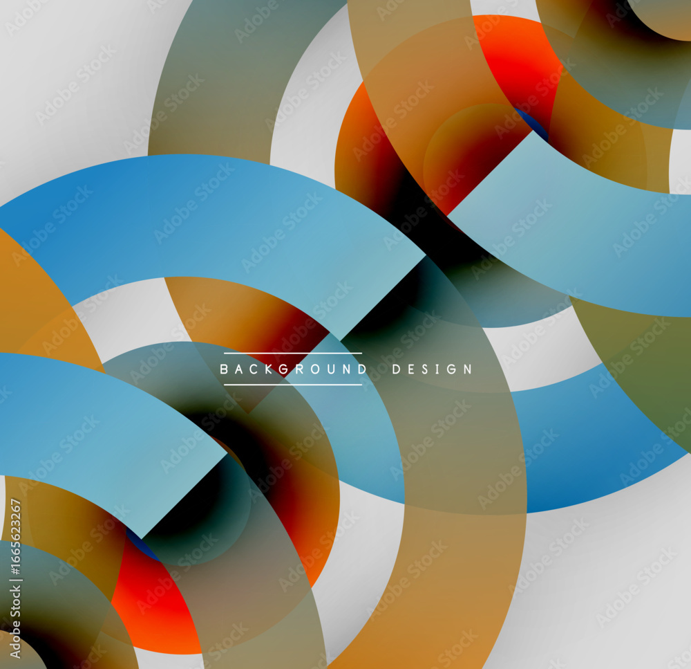 Poster abstract circles overlap, creating vibrant color gradients. modern design feels dynamic, clean, visu