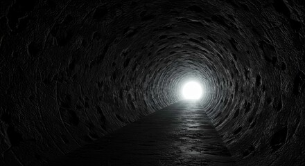 Dark tunnel leading to bright light at the end