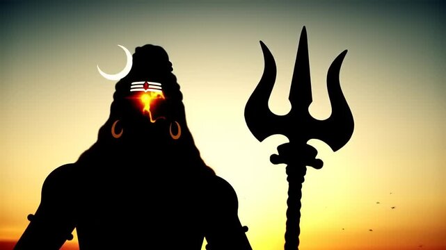 Silhouette of Shiva at sunset. (1)