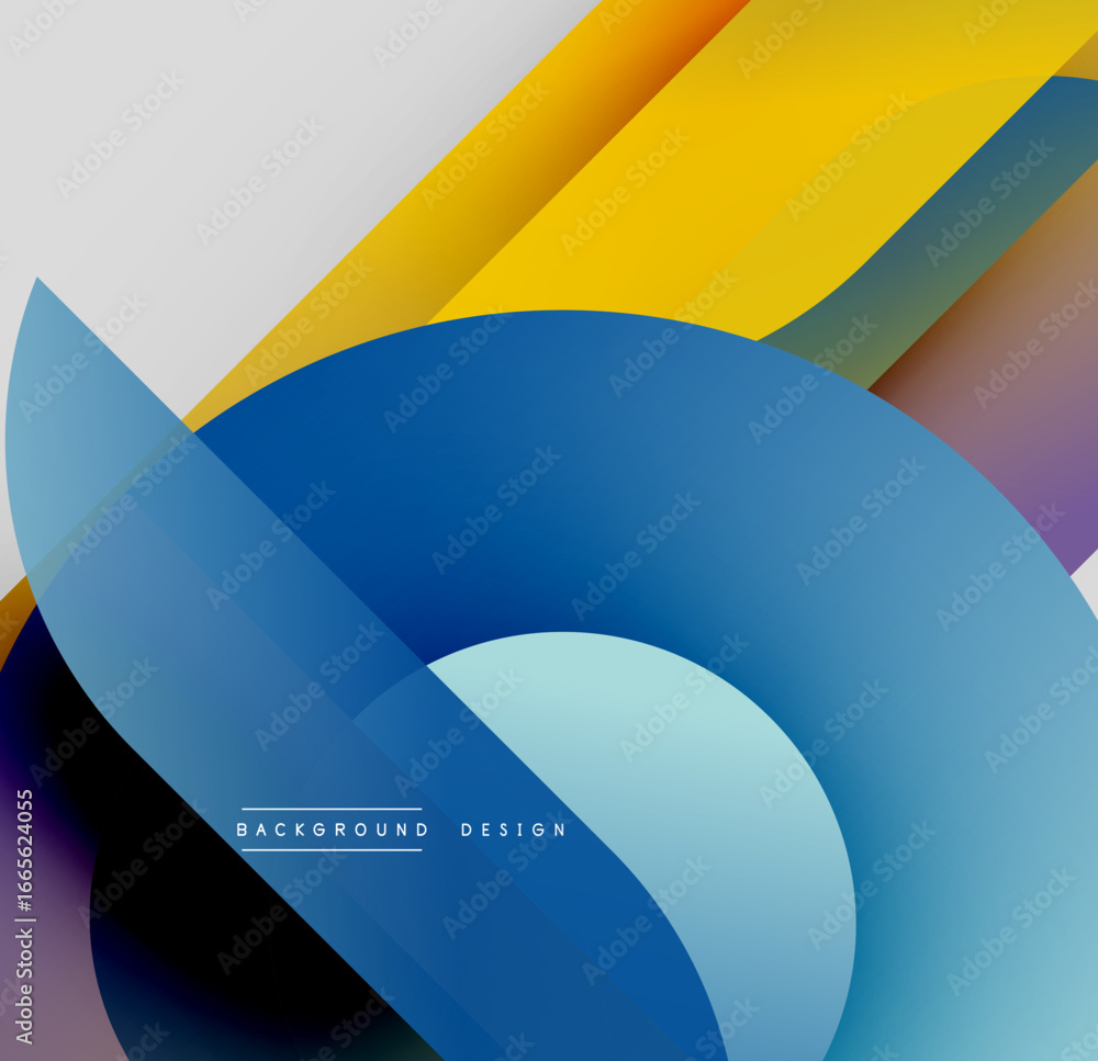 Aufkleber abstract composition. overlapping circles, rectangles create dynamic visual effect. bright colors do