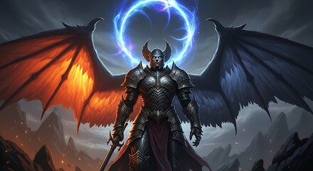 Demon Lord with Dual Wings and Holy Aura.