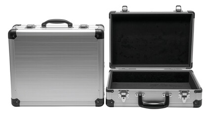 Durable aluminum cases safeguarding valuable equipment against isolated transparent background