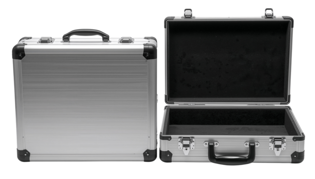Durable aluminum cases safeguarding valuable equipment against isolated transparent background