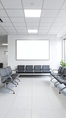 Empty Hospital Waiting Room, Blank Sign