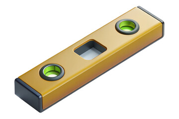 Fototapeta premium 3d render of a yellow spirit level tool with green bubbles isolated on a simple background transparent background