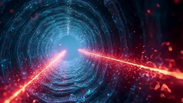 Quantum tunnel pulse with subatomic particle visuals