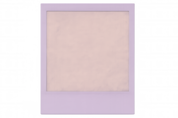 Purple pastel instant photo frame with transparent background, creating a vintage and nostalgic feel