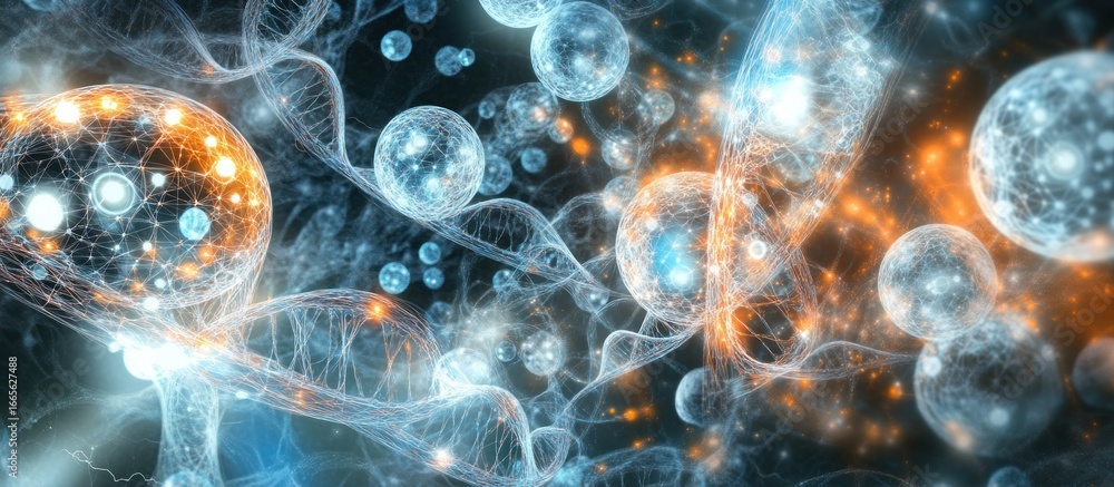 Poster captivating dna strand and molecular structure illustration for science and technology concepts