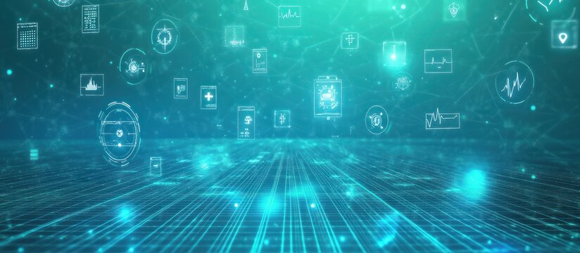 Futuristic medical technology interface with digital healthcare data network concept - Powered by Adobe