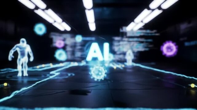 Futuristic visualization of Artificial Intelligence analyzing biological data and virus structures in a high-tech digital environment - Powered by Adobe