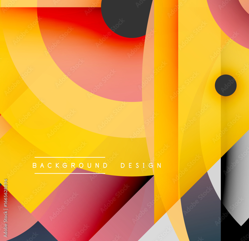 Poster abstract geometric shapes, vibrant colors, dynamic composition. modern design elements create visual